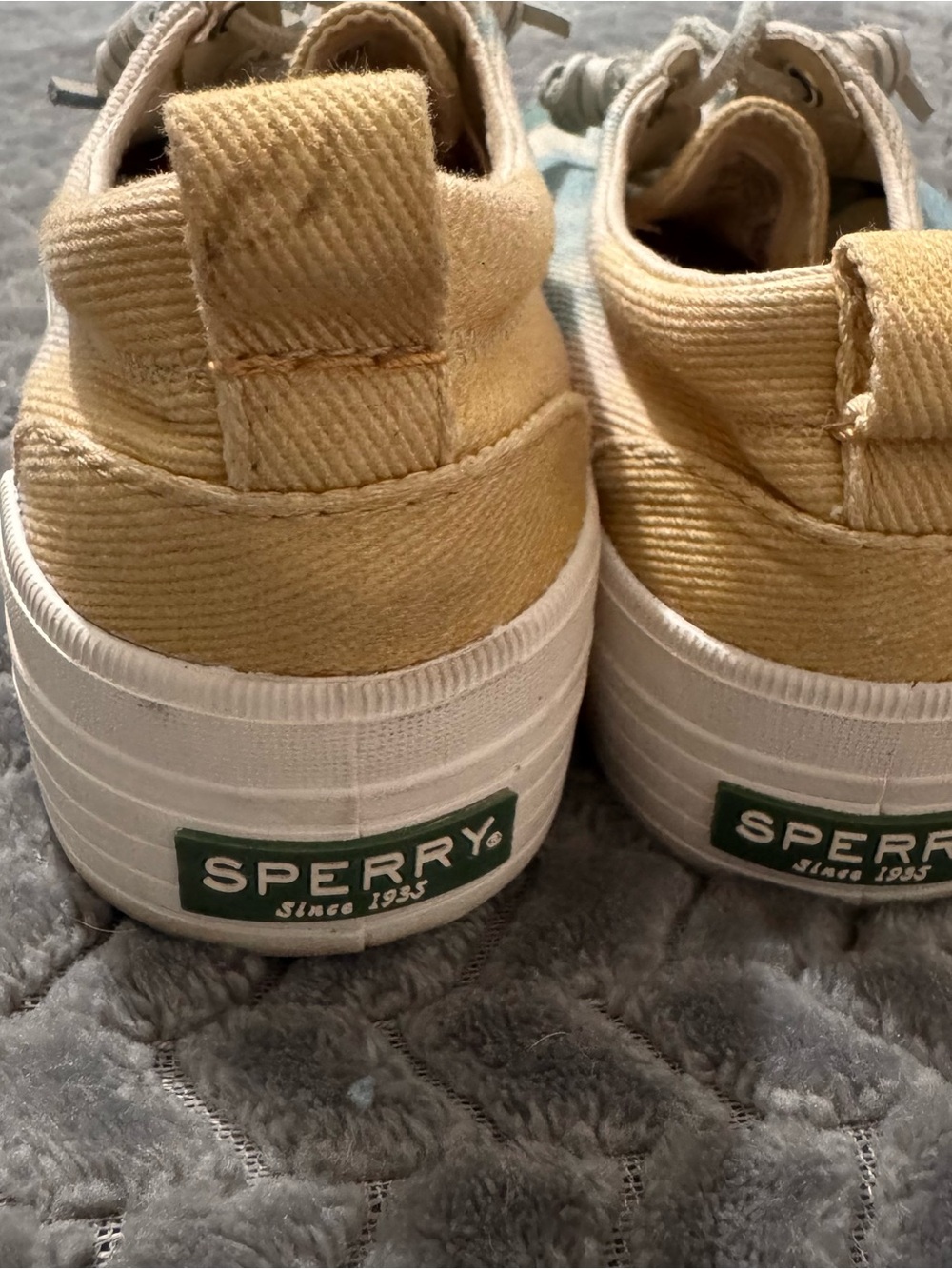 Women’s Sperry Tie-Dye Canvas Slip-On Sneakers in Teal and Cream — Easy On/Off - Picture 4 of 8